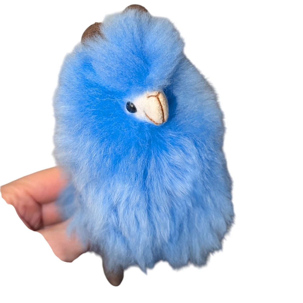 Alpaca Fur Fluffy Blue Llama Bag Charm